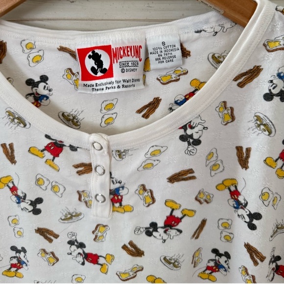 Vintage Disney Theme Park Mickey Mouse PJ Lounge Henley Top - Picture 3 of 3